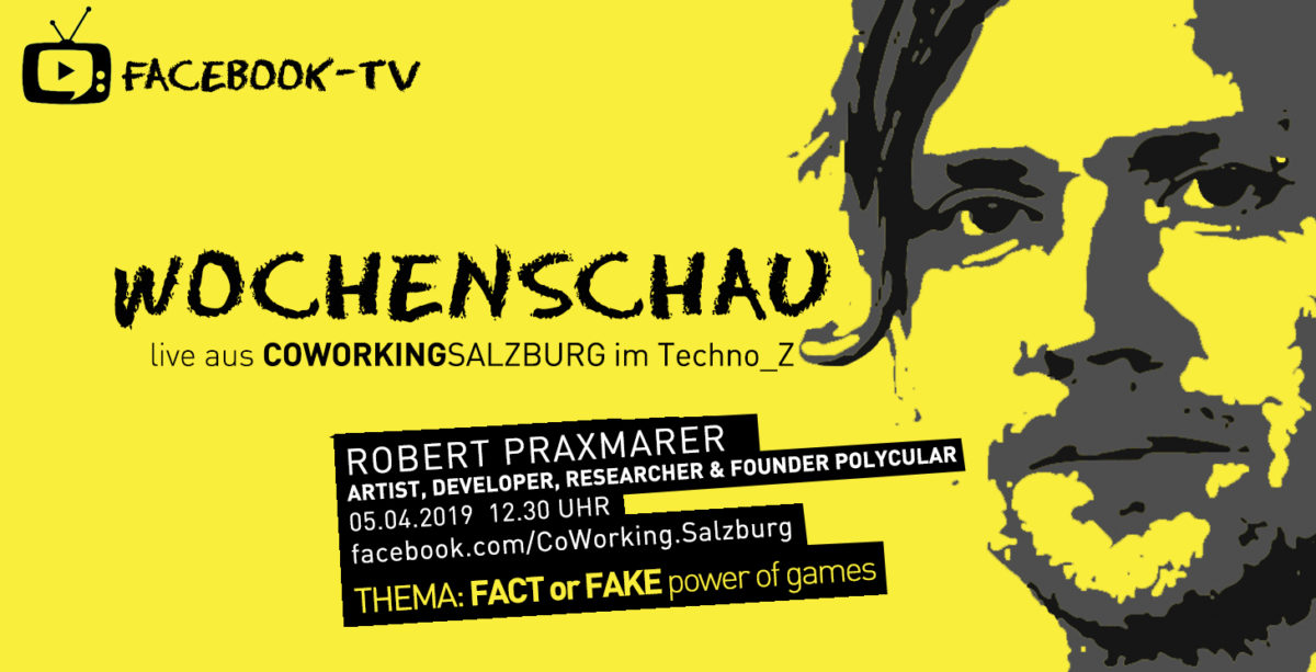 Wochenschau Gast Robert Praxmarer, Künstler, Researcher, Startup Founder und Spieleentwickler erzählt von der Kraft und der Bedeutung vom Spielen in der menschlichen Gesellschaft und wie wichtig Spielen auch fürs Lernen ist. Zurzeit entwickelt er mit seinem Team ein Spiel zum Thema „Fake or Fact“, das Menschen zu mehr Achtsamkeit in Bezug auf News und Fakenews machen soll.